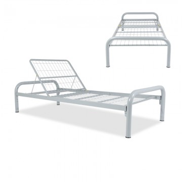 Metal Bed MB1158 with Adjustable Angle  (Silver)